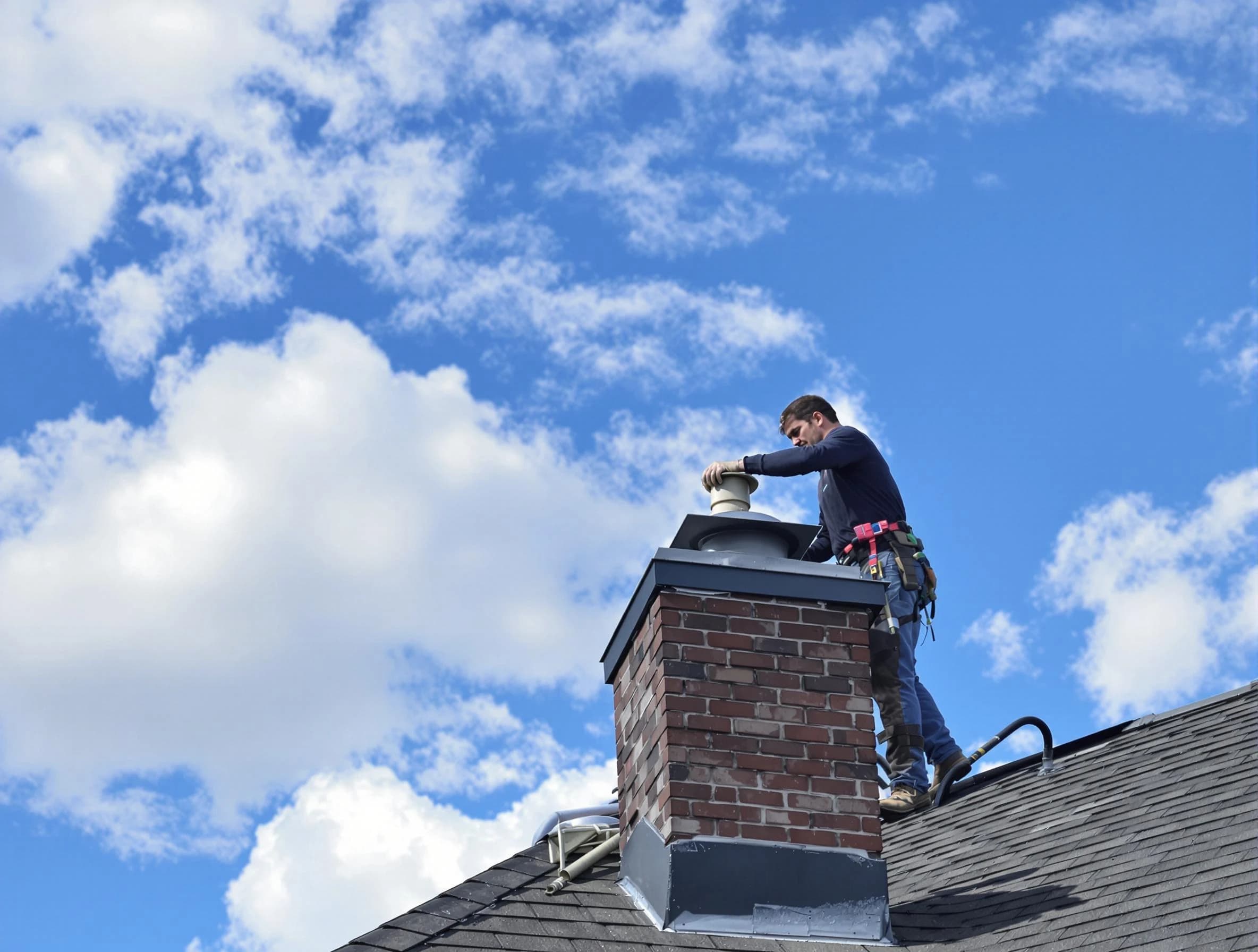 Acton Chimney Sweep installing a sturdy chimney cap in Acton, MA