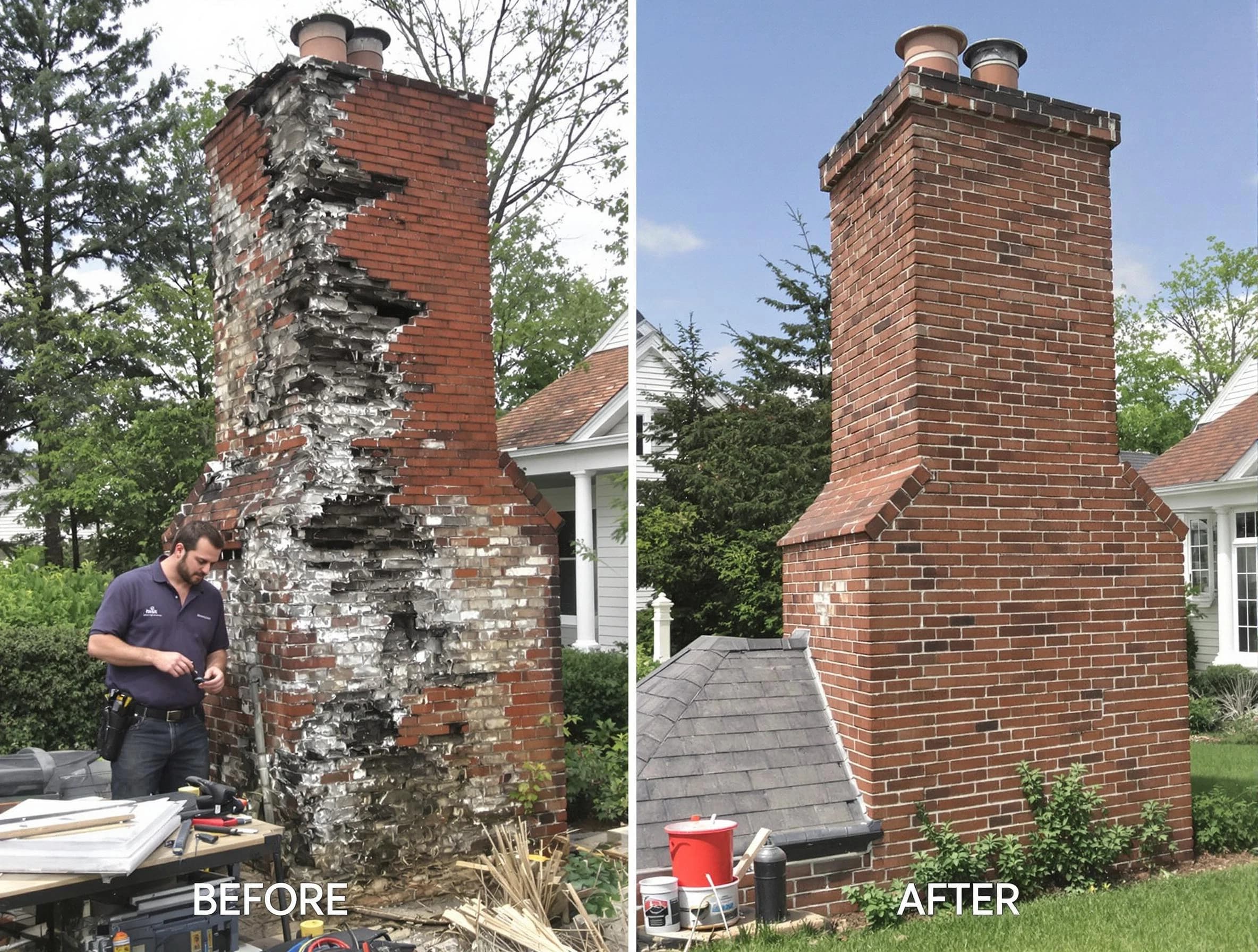 Acton Chimney Sweep performing a full chimney restoration in Acton, MA