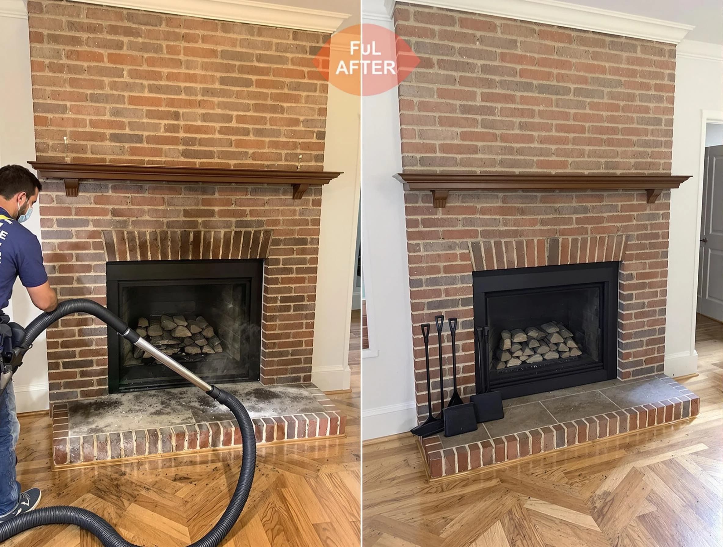 Acton Chimney Sweep carefully sanitizing a fireplace in Acton, MA