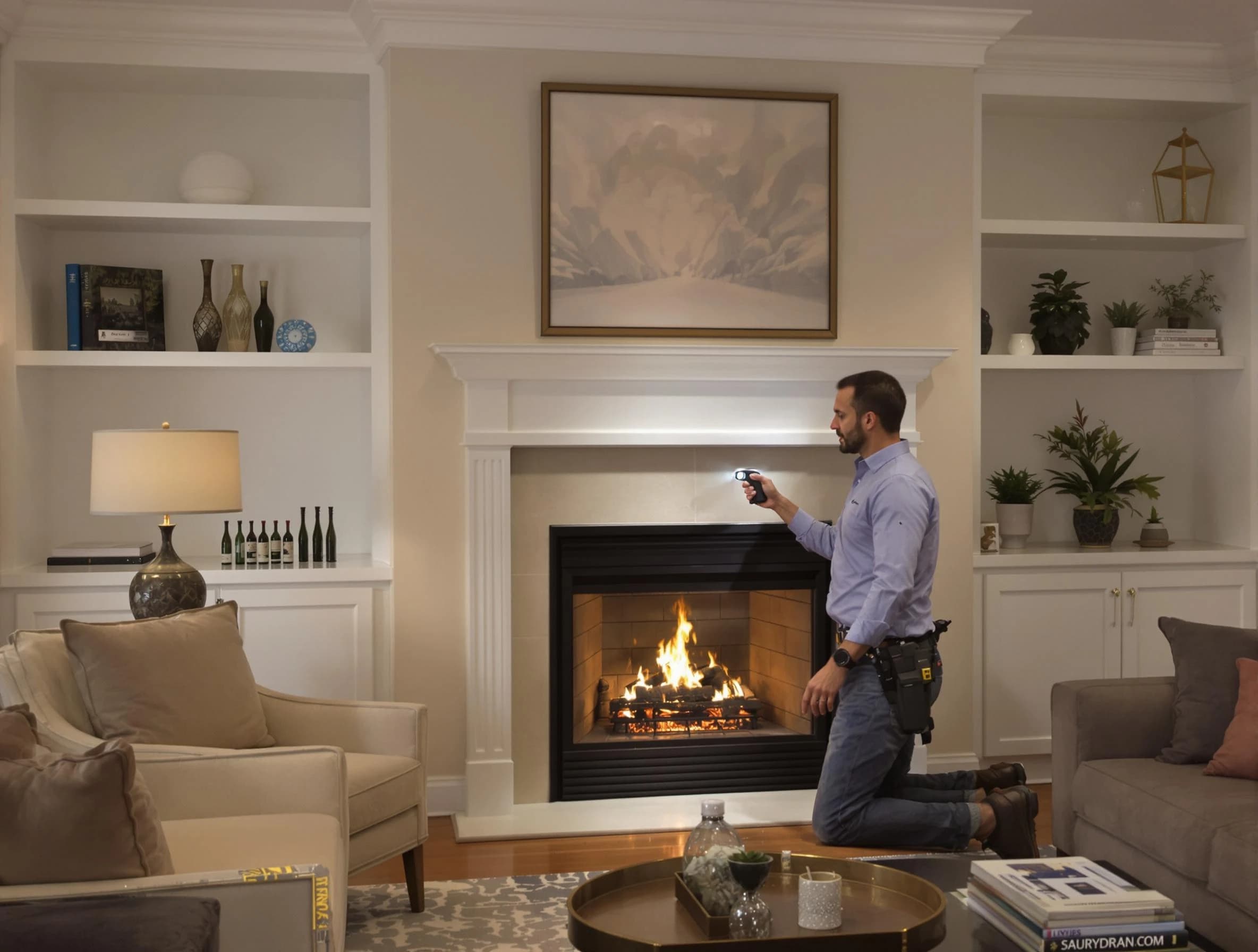 Acton Chimney Sweep conducting a fireplace safety inspection in Acton, MA