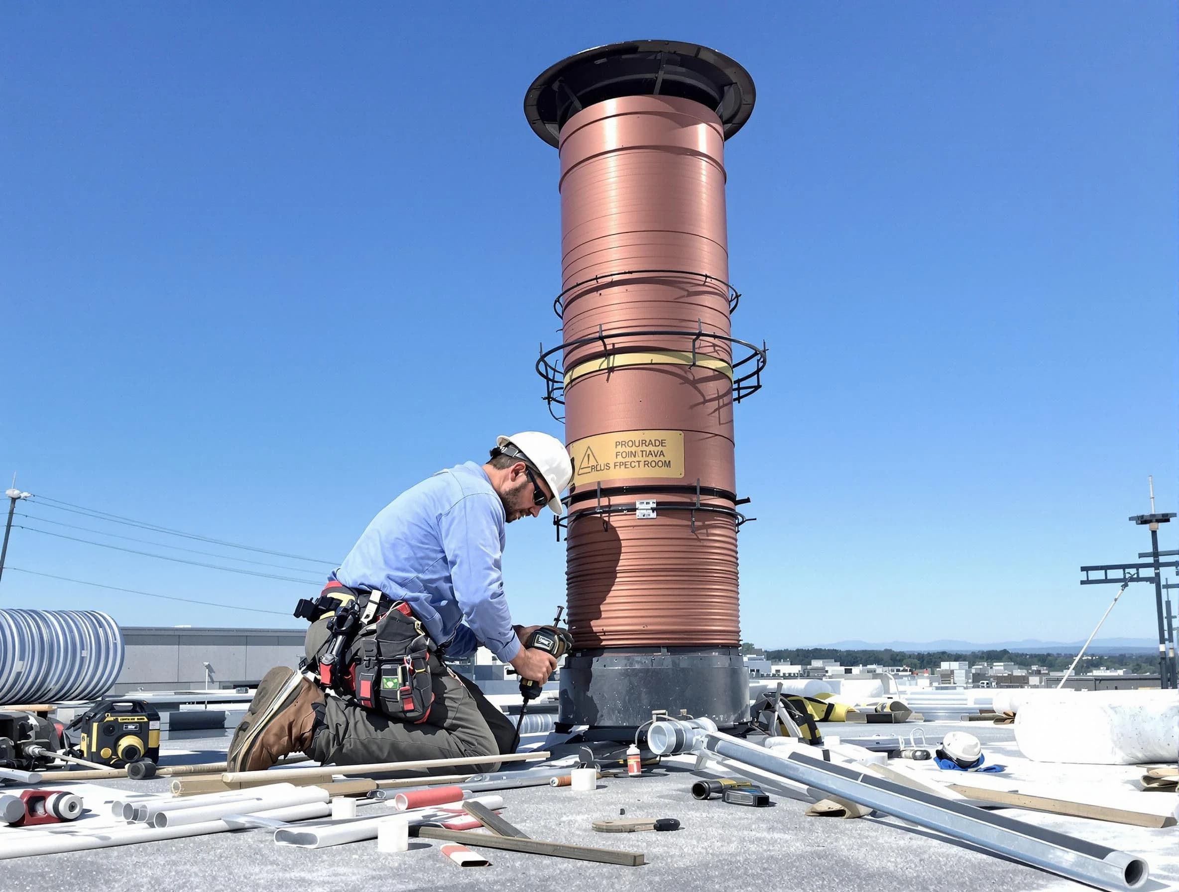Installed chimney liner by Acton Chimney Sweep in Acton, MA