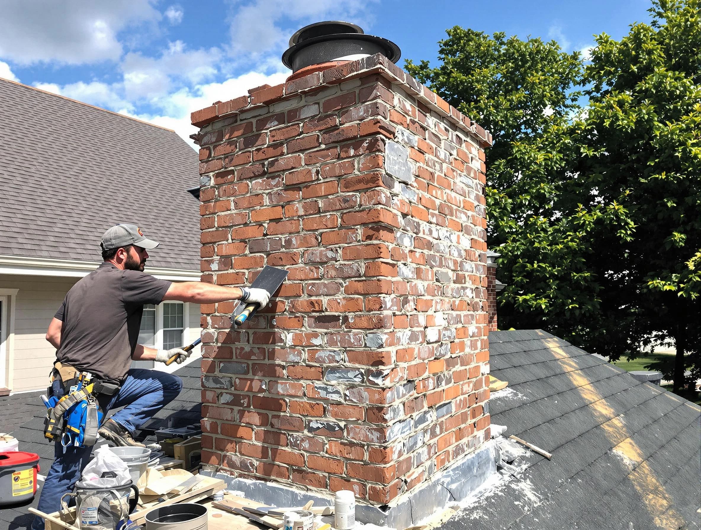 Completed chimney rebuild by Acton Chimney Sweep in Acton, MA