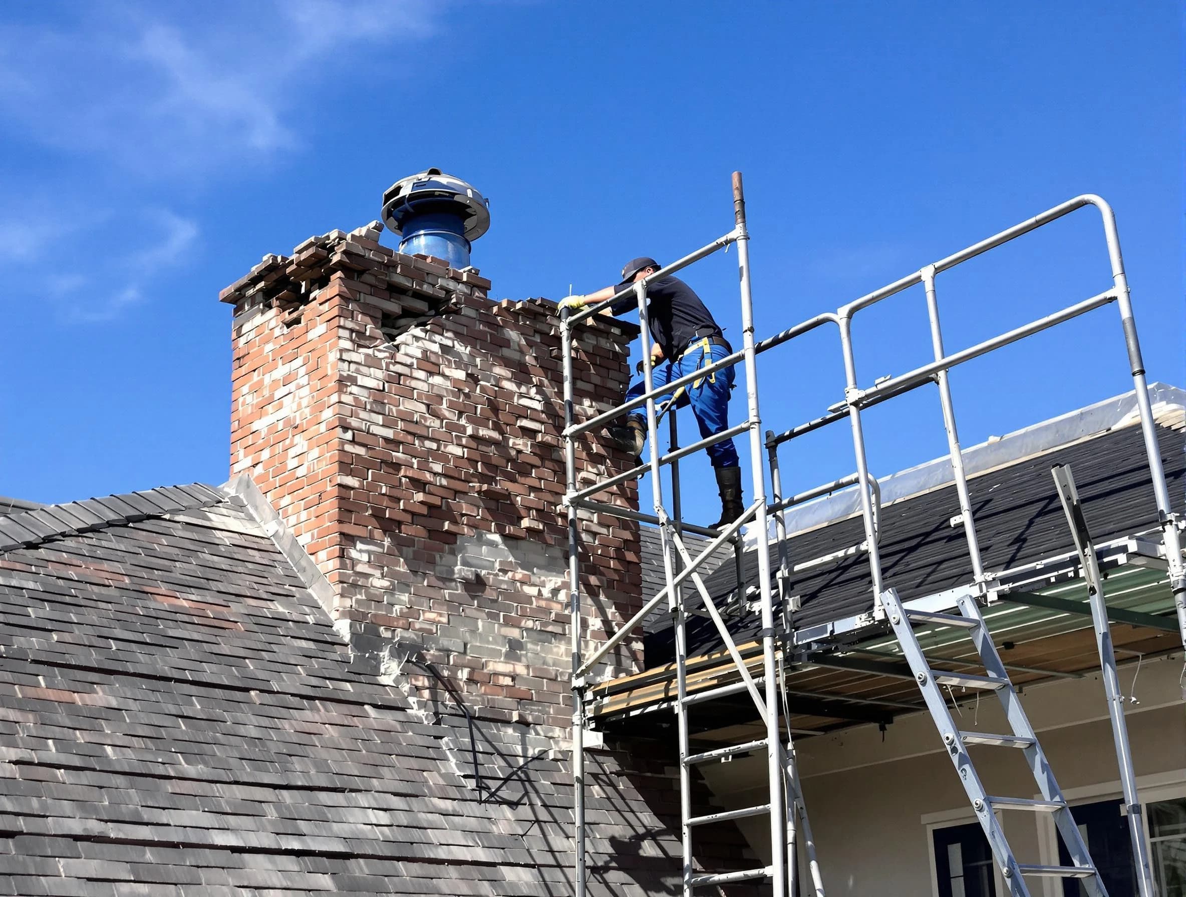 Rebuilding a chimney structure by Acton Chimney Sweep in Acton, MA