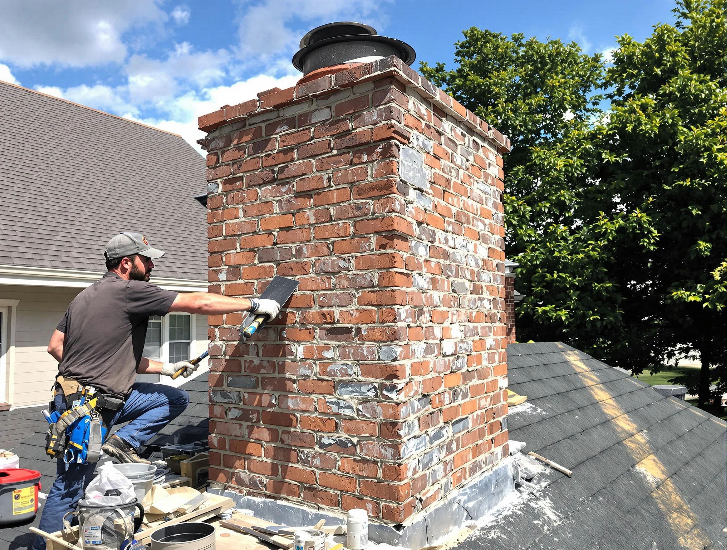 Completed chimney rebuild by Acton Chimney Sweep in Acton, MA