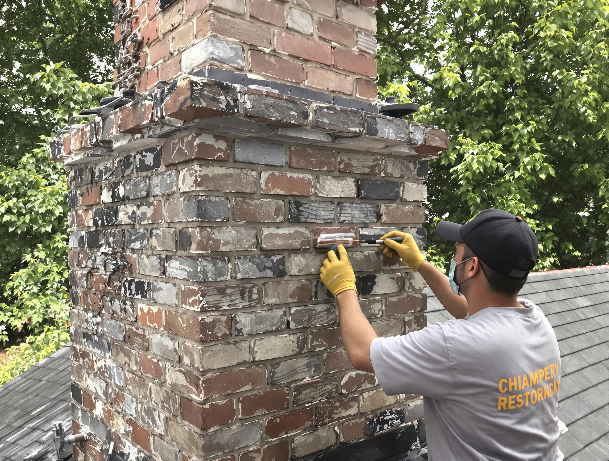 In-progress chimney restoration by Acton Chimney Sweep in Acton, MA