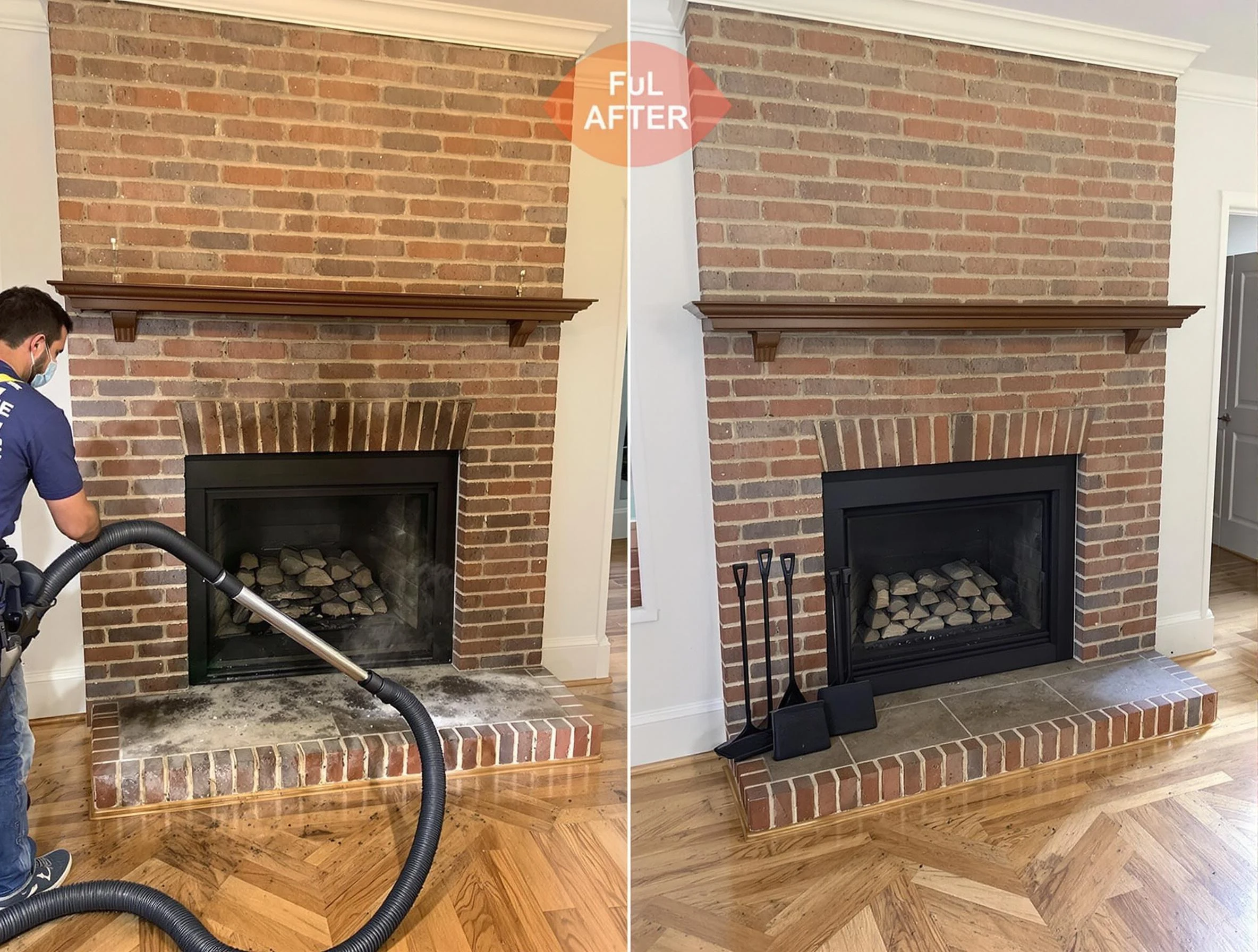 Acton Chimney Sweep carefully sanitizing a fireplace in Acton, MA