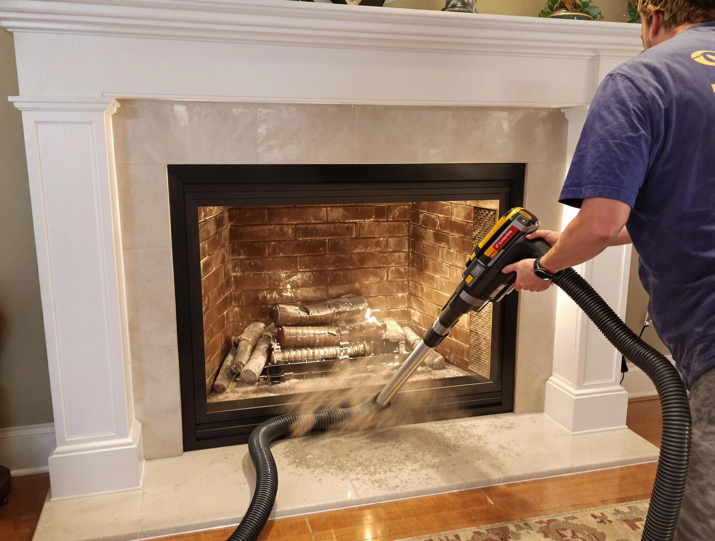 Fireplace cleaning performed by Acton Chimney Sweep in Acton, MA