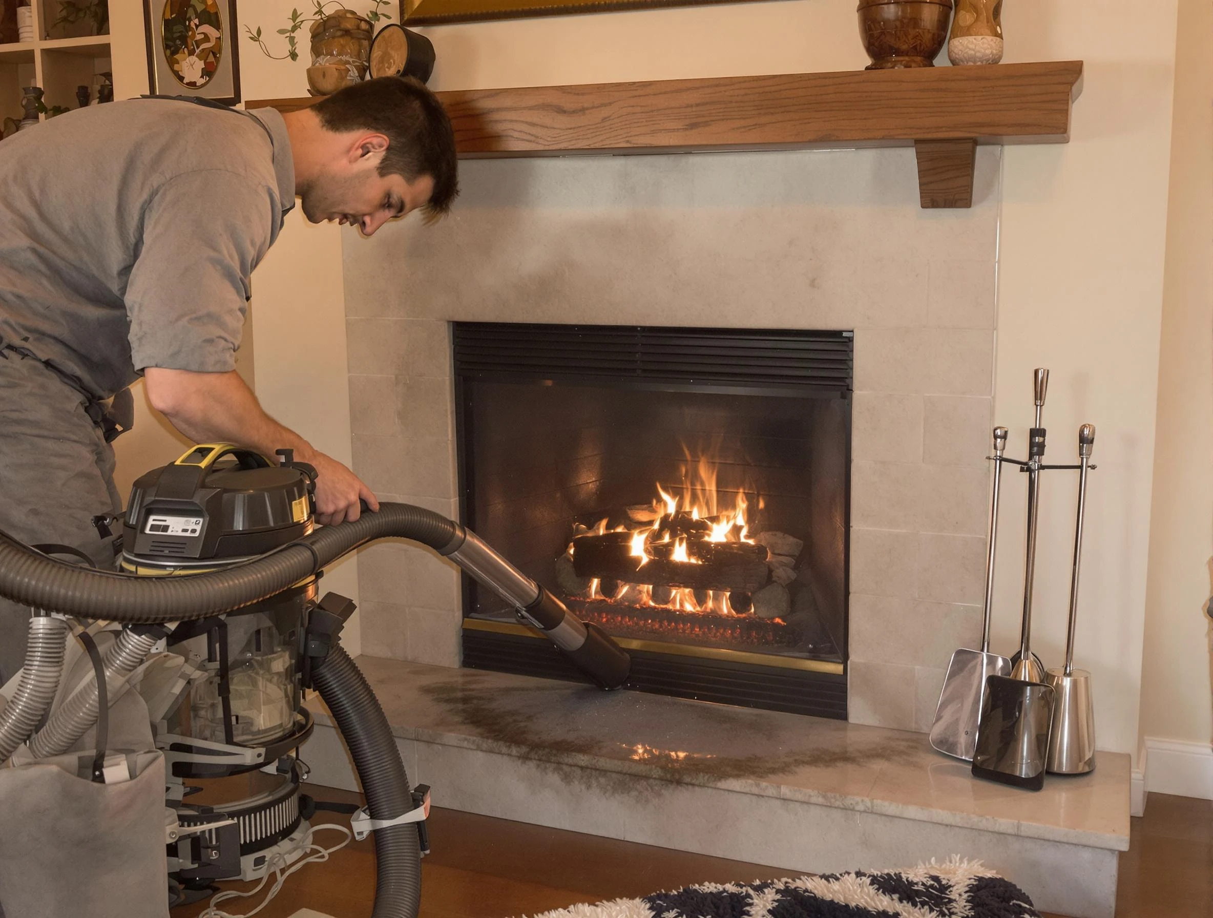 Routine fireplace upkeep by Acton Chimney Sweep in Acton, MA